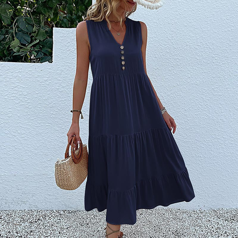 Sleeveless Tank Dress Loose Casual Solid Color Maxi Dress