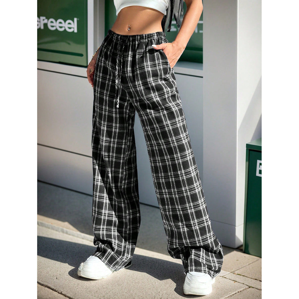 Leopard Print Wide Leg Pants High Waist Pocket Casual