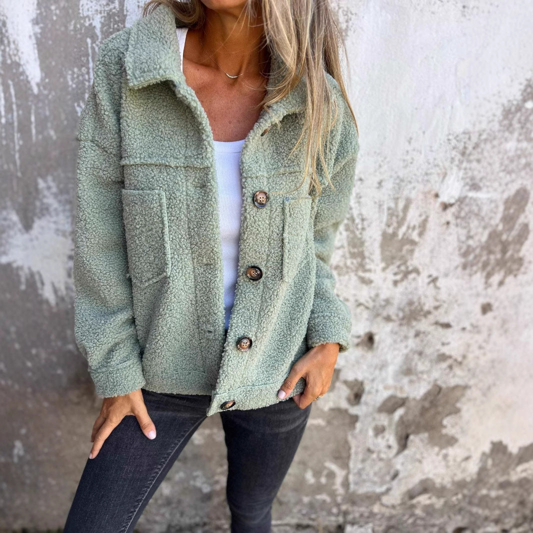 Women's Oversized Sherpa Jacket Button Front Fleece