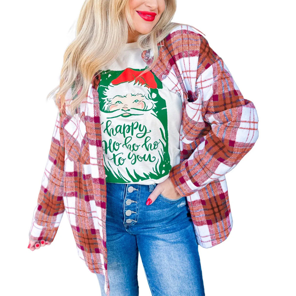 Plaid Shacket Button Down Oversized Shirt Jacket