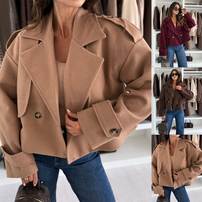 Women's Oversized Cropped Blazer Jacket Lapel Long Sleeve
