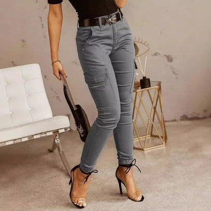 Women's Skinny Cargo Pants Drawstring Utility Cotton
