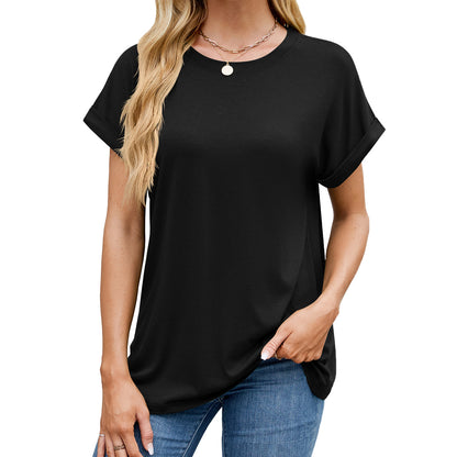 Solid Knit T Shirt Loose Fit Casual Custom Top