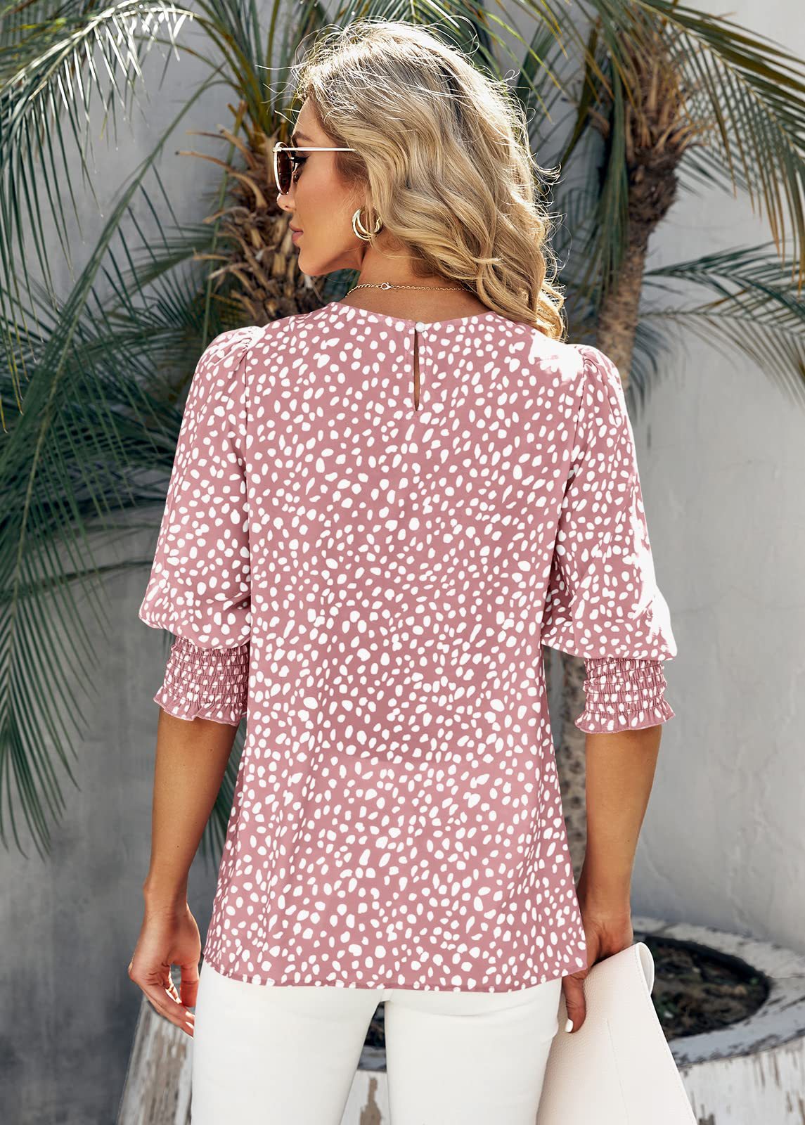 Loose Fit Printed Chiffon Short Sleeve Round Neck Shirt