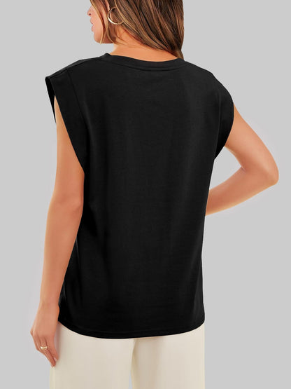 Casual Sleeveless Crew Neck Loose Tank Top