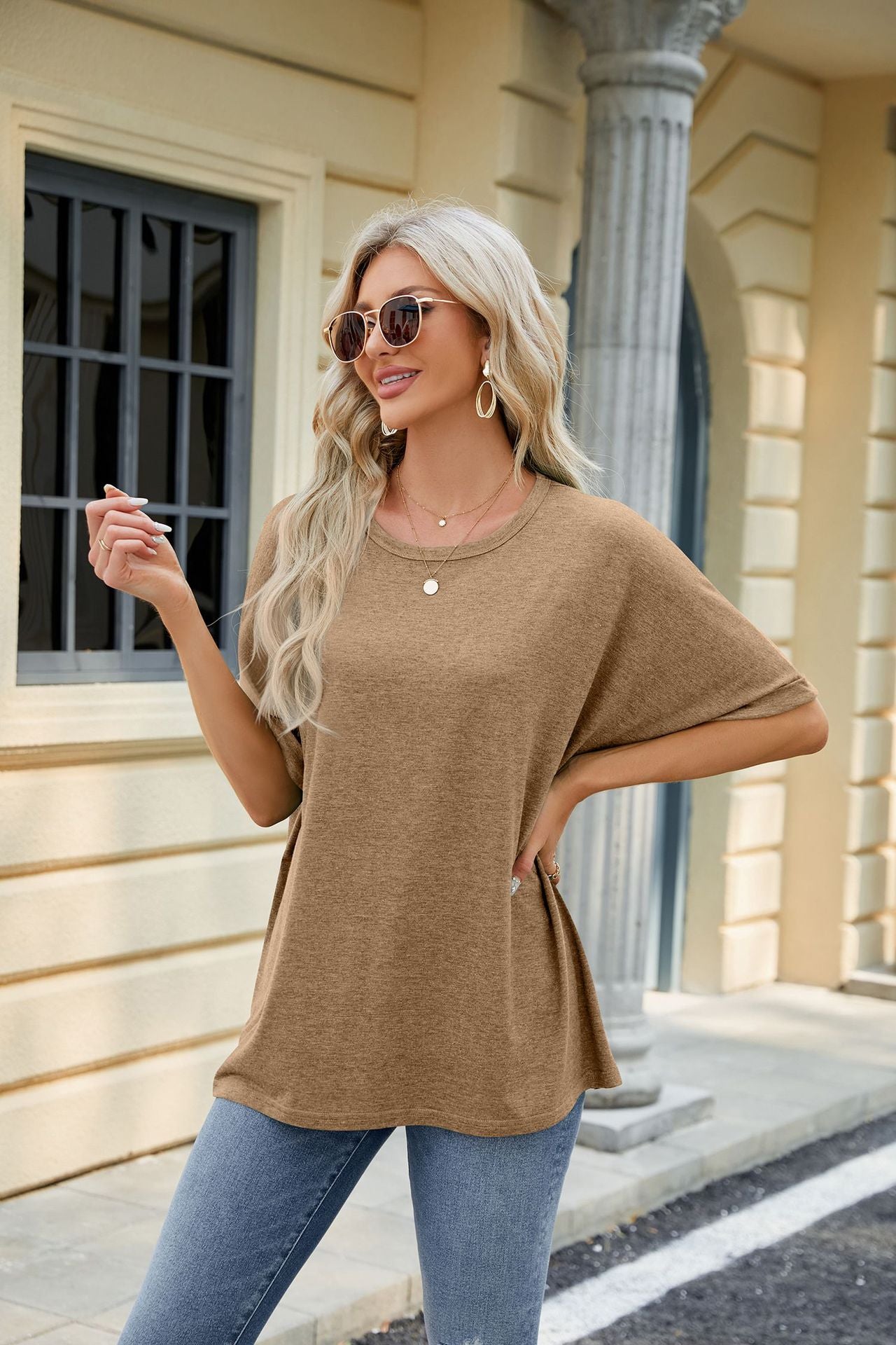 Loose Fit Crew Neck Short Sleeve Casual Basic Tee