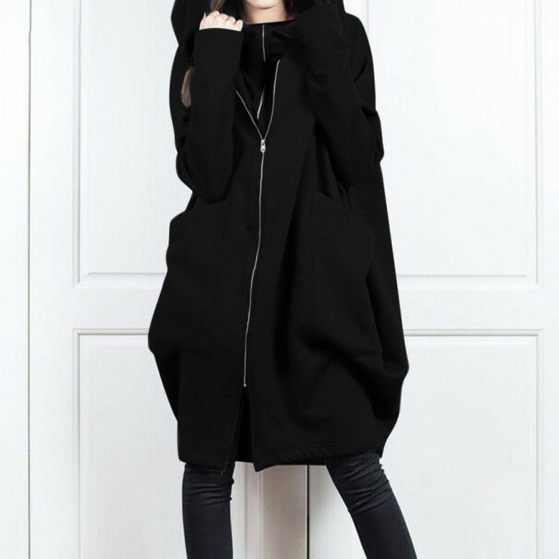Women's Oversized Zip Hoodie Jacket Long Sleeve Pockets