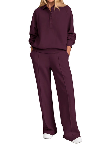 Women's 2 Piece Lounge Set Wide Leg Pants Sweatshirt