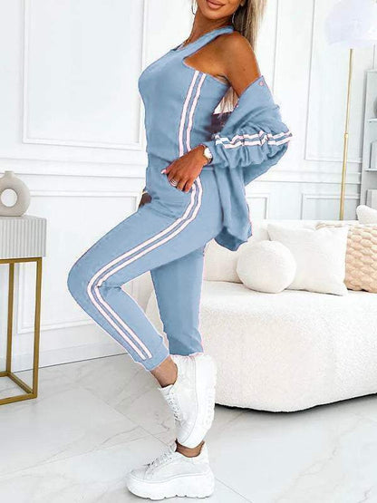 Women 3 Piece Tracksuit Jacket Vest Pants Set
