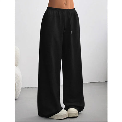 Drawstring Wide Leg Pants Elastic Waist Relaxed Fit