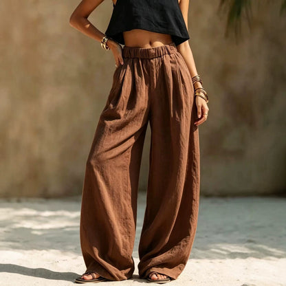 Women's High Waisted Wide Leg Casual Pants with Pockets