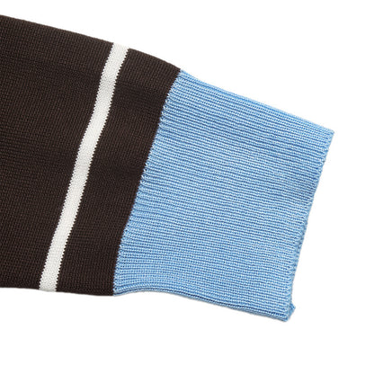 Striped Knit Polo Sweater Colorblock Long Sleeve