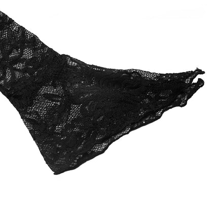 Black Lace Bodysuit V Neck Long Sleeve Sexy Top
