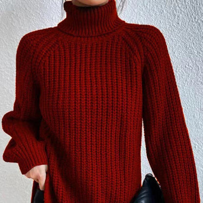 Women's Oversized Chunky Turtleneck Sweater Long Knit