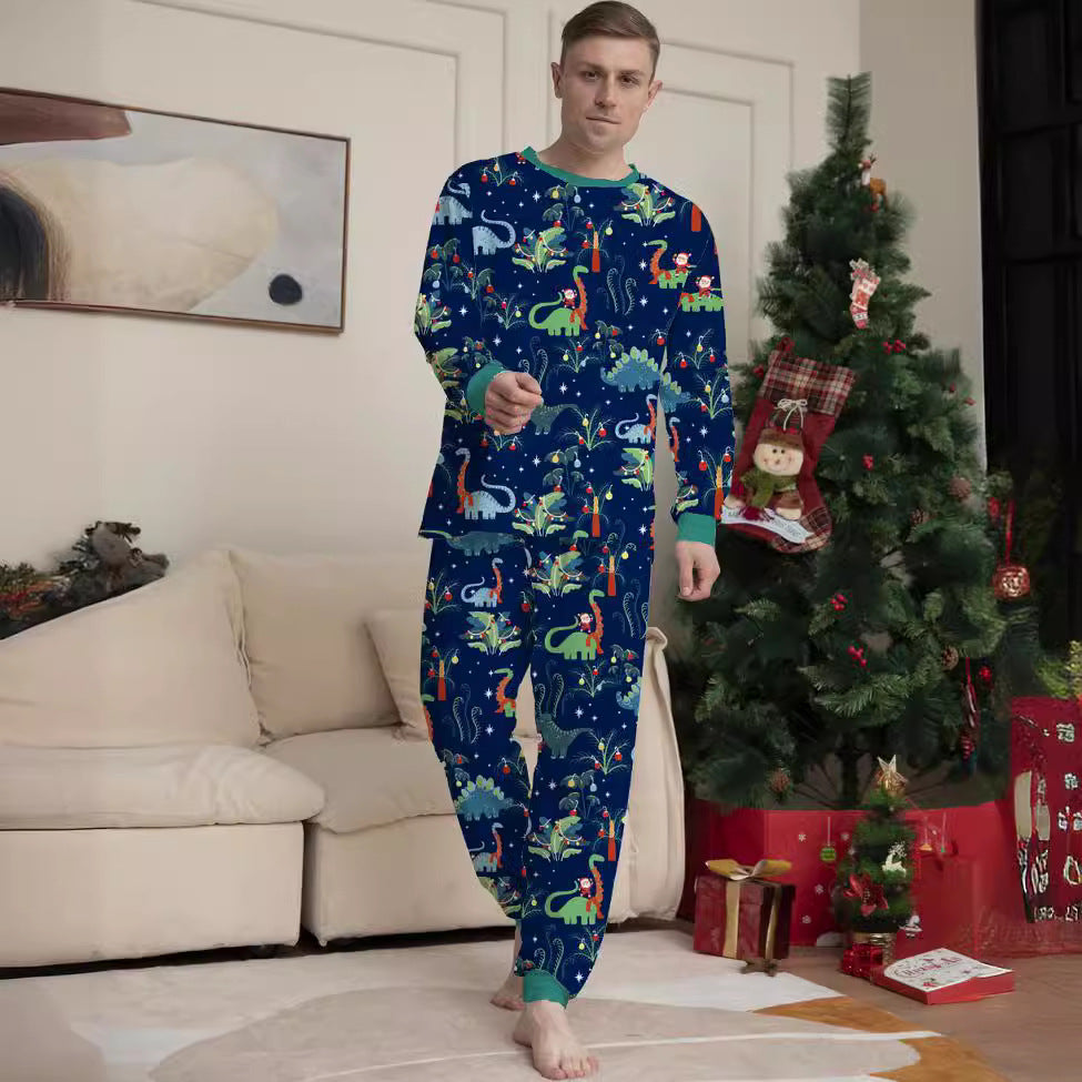 Printed Family Parent-Child Boys and Girls European Dinosaur Christmas Pajamas