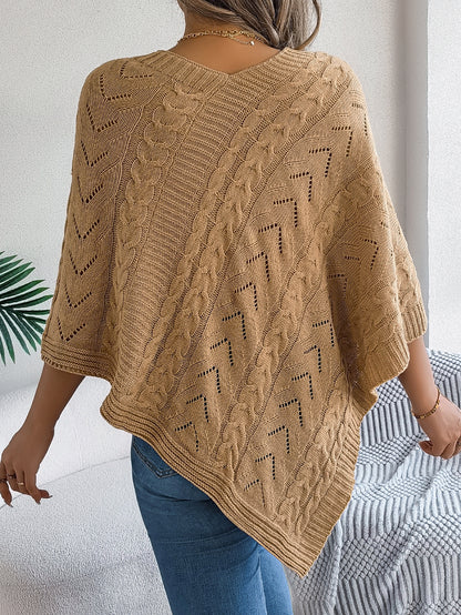 2025 Fall/Winter Cozy Poncho Knit Sweater Jacket