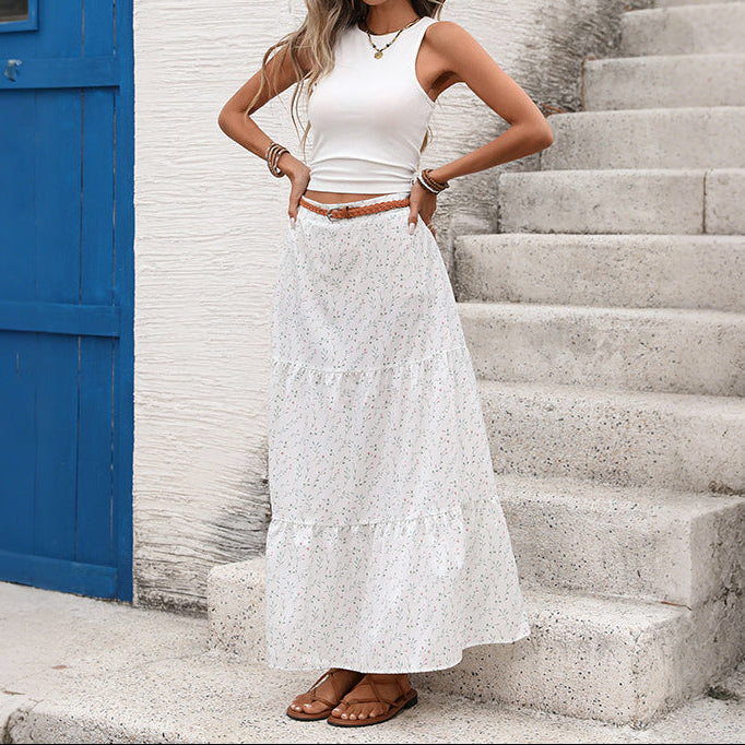 Floral Maxi Skirt Set Sleeveless Tank Resort Outfit