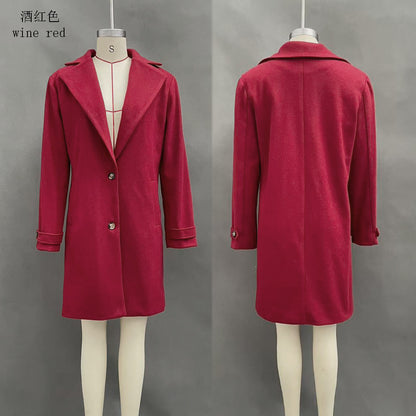 Women's Vintage Lapel Single Breasted Mid Long Coat