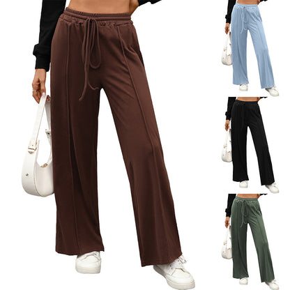 Women's High Waist Wide Leg Drawstring Pants Pockets