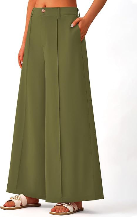 Women's High-Waisted Wide-Leg Palazzo Pants – Elegant Business Trousers