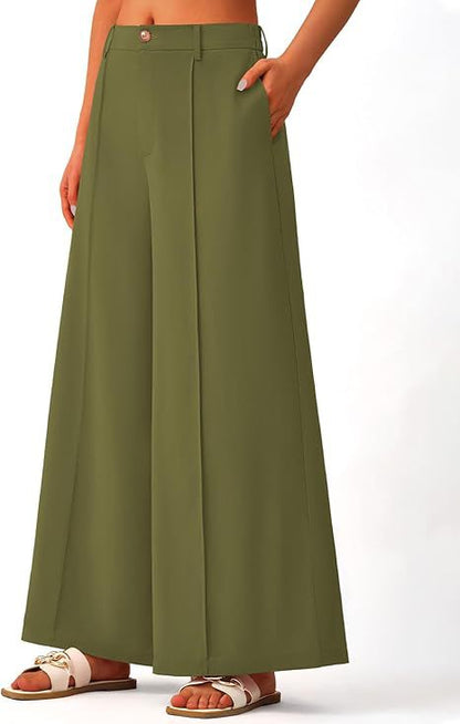 Women's High-Waisted Wide-Leg Palazzo Pants – Elegant Business Trousers