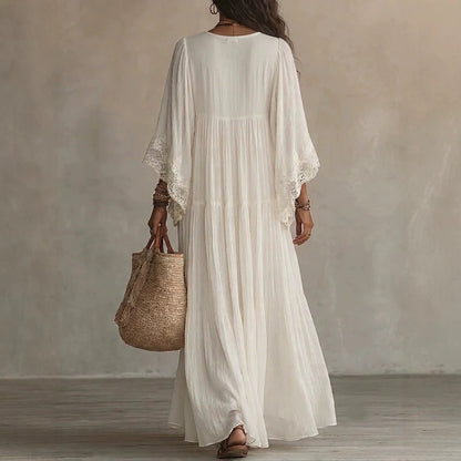 Women's Boho Lace Chiffon Long Sleeve Maxi Dress