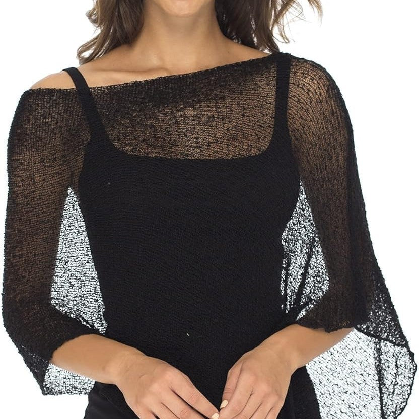 Crochet Beach Cover Up Poncho Lightweight Knit Swim Coverup
