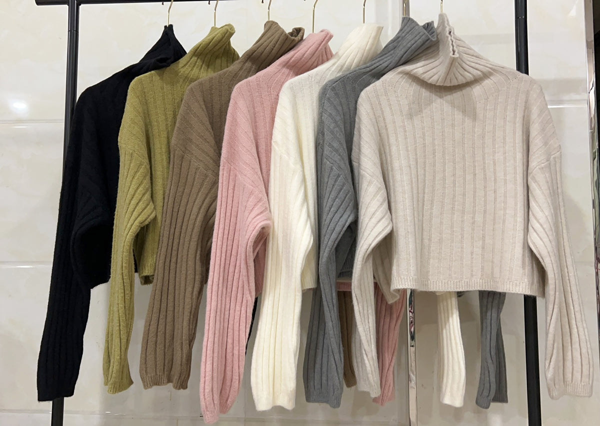 Oversized Ribbed Turtleneck Sweater Slouchy Knit