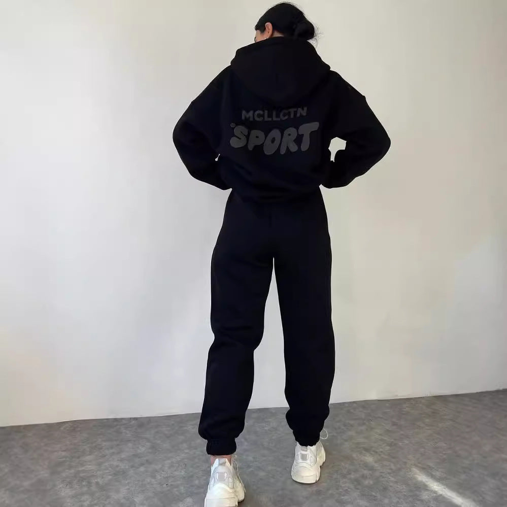 Women's Fleece Lined Graphic Hoodie Sweatpants Set