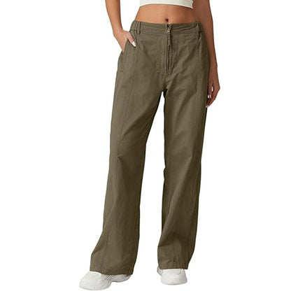 Women's High-Waisted Loose Straight-Leg Cargo Pants – Casual Streetwear