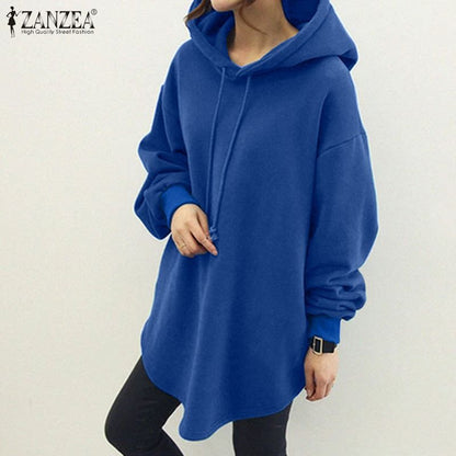 Women's Oversized Hoodie Tunic Pocket Drawstring Pullover