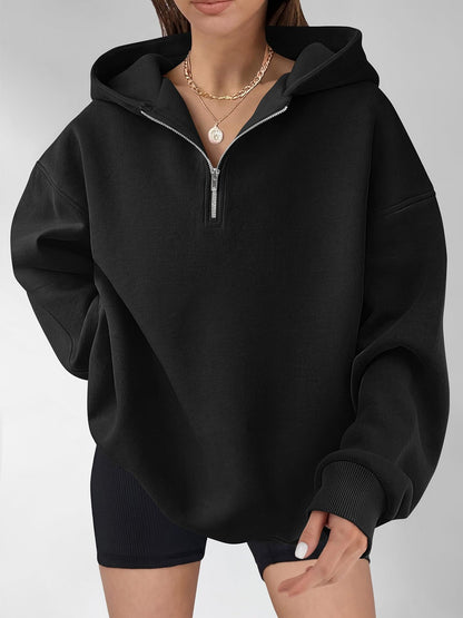 Half Zip Hoodie Sweatshirt Oversized Relaxed Fit