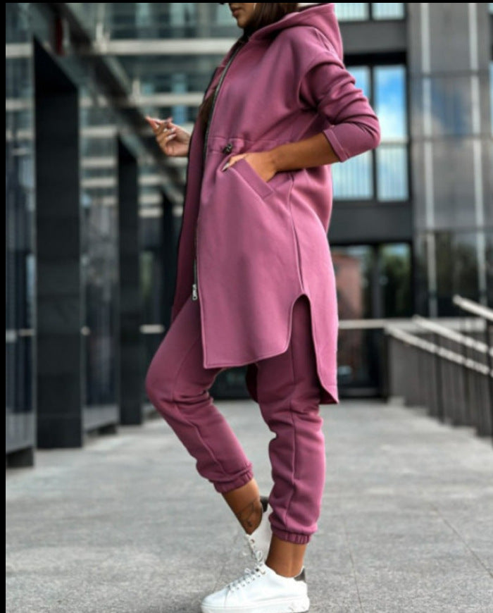 Women's 2-Piece Fleece Hoodie Jacket Joggers Set