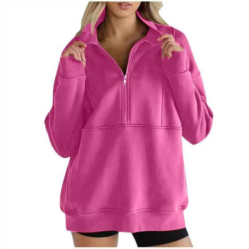 Women Oversized Fleece Half Zip Pullover Sweatshirt