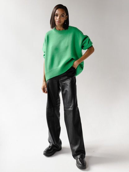 Women's Oversized Crew Neck Cozy Pullover Sweater
