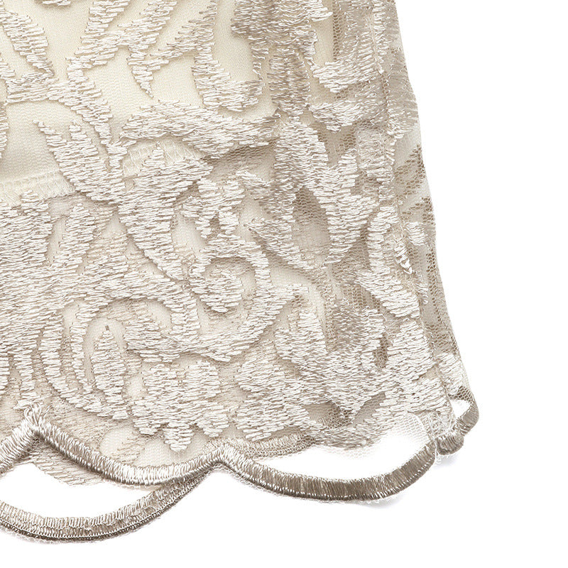 High Waisted Lace Embroidered Boho Summer Shorts Scallop Hem