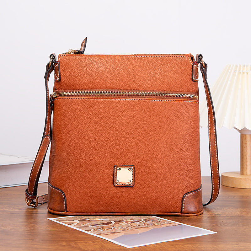 Vintage Pebbled PU Leather Crossbody Bag for Women
