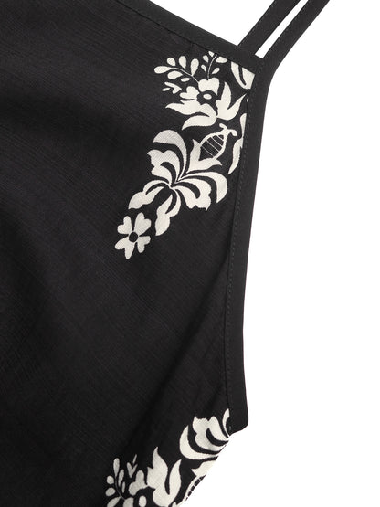 Boho Paisley Maxi Dress Square Neck Spaghetti Strap