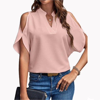 Loose Fit Summer Chiffon Top with Split Sleeves