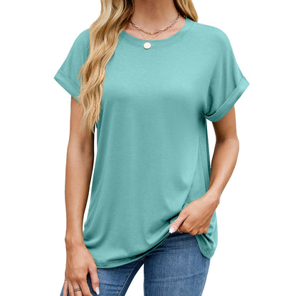 Solid Knit T Shirt Loose Fit Casual Custom Top