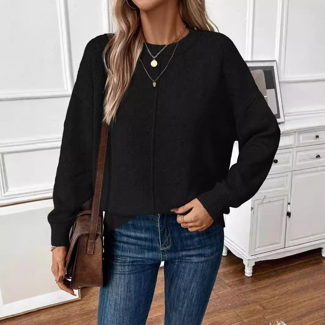 Women's Crewneck Knit Pullover Sweater Long Sleeve Casual
