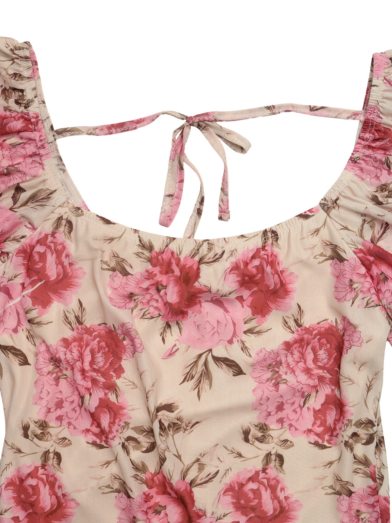 Floral Square Neck Maxi Dress Flutter Sleeve Cottagecore