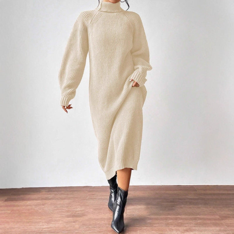 Ribbed Turtleneck Maxi Sweater Dress