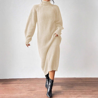 Ribbed Turtleneck Maxi Sweater Dress