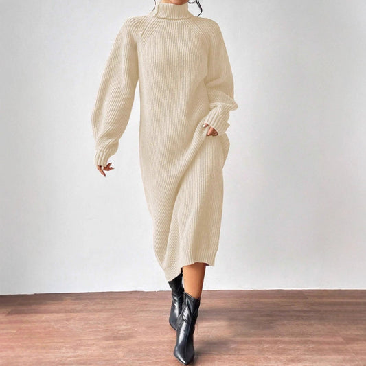 Ribbed Turtleneck Maxi Sweater Dress