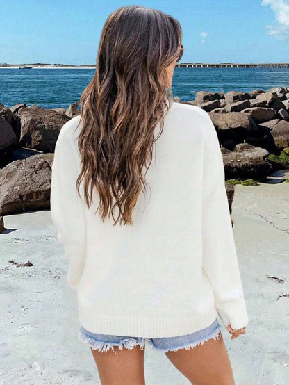 Oversized American Flag Crewneck Knit Sweater