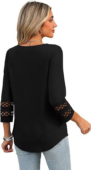 White V-Neck Lace Sleeve Casual Knit Top for Women