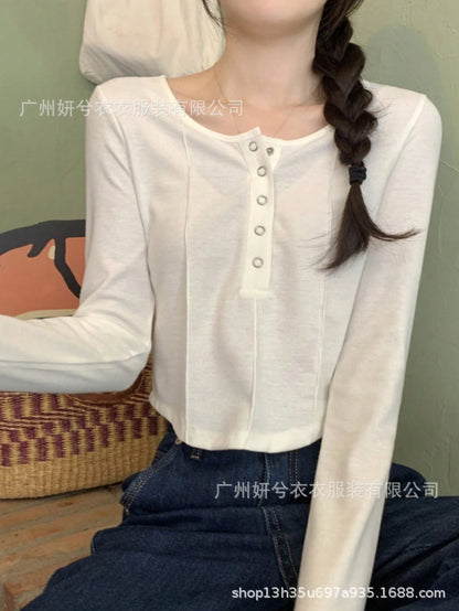 Women's Corset Long Sleeve Crop Top Button Front Fitted