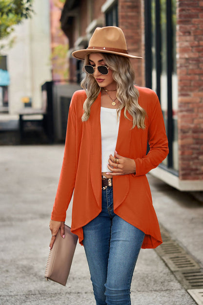 Women's Open Front Long Sleeve Solid Cardigan Sweater