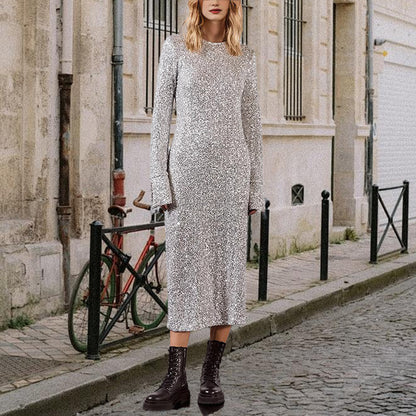 Sequin Long Sleeve Midi Dress Party Punk Streetwear Edgy